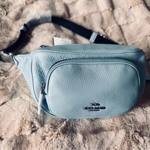 Coach Light Blue Pebbled Leather Waist Bag/Fanny Pack